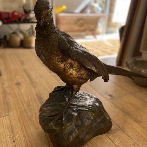 Bronze animalier de Jules Moigniez – Oiseau finement ciselé, patine chaude et naturalisme élégant, sculpture de caractère du XIXe siècle