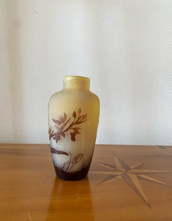 Vase Émile Gallé – Art Nouveau – Verre multicouche